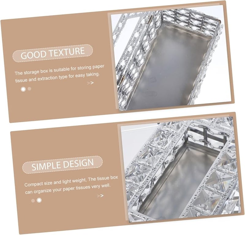 غطاء صندوق المناديل الكريستالي حامل المناديل المعدني للمنزل المكتب السيارة - Image 4